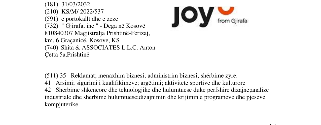 Zëri i markës Joy në buletin