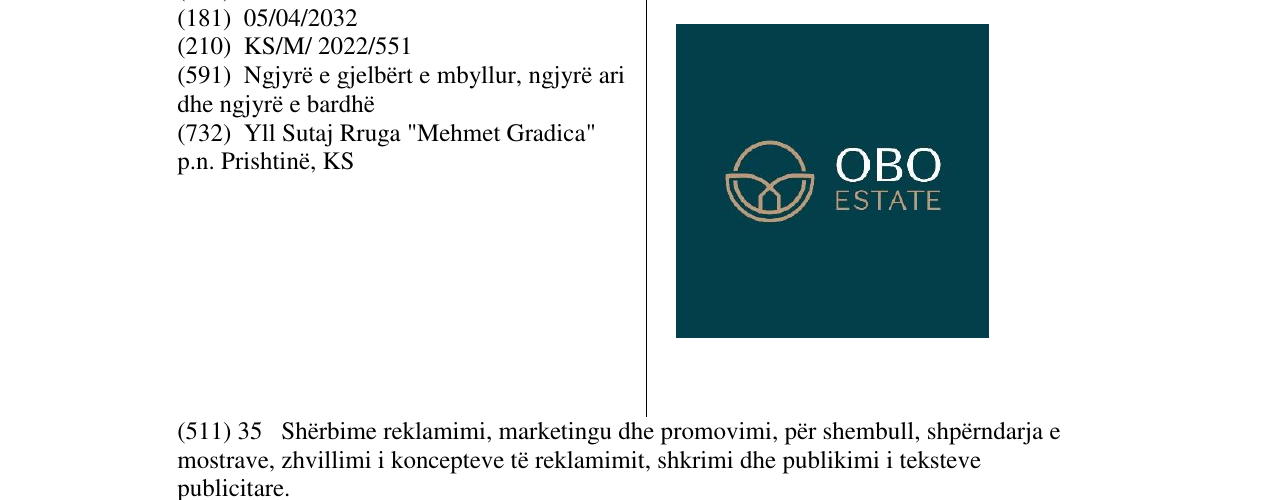 Zëri i markës OBO ESTATE në buletin