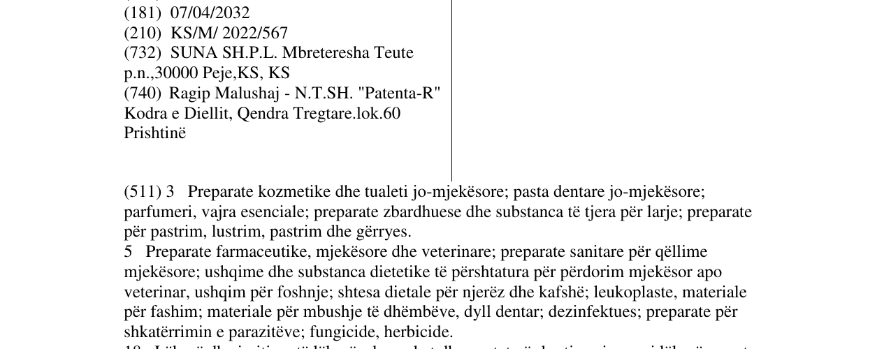 Zëri i markës SUNA në buletin