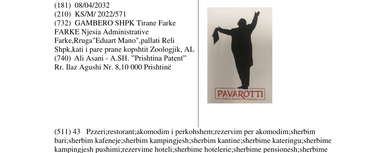 Zëri i markës PAVAROTTI në buletin