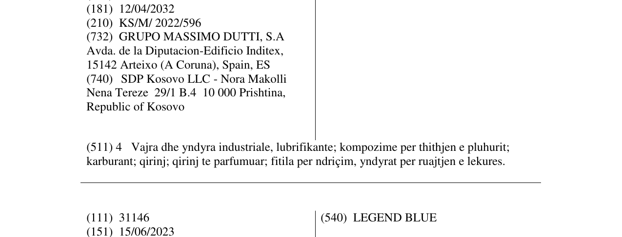 Zëri i markës MASSIMO DUTTI në buletin