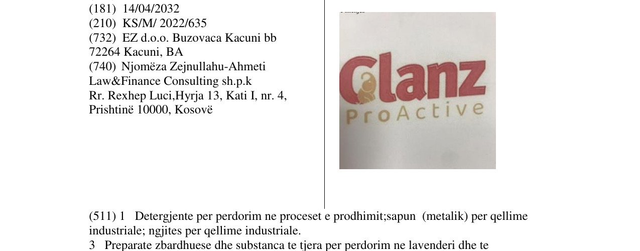 Zëri i markës Glanz në buletin