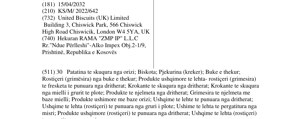 Zëri i markës JACOB'S në buletin