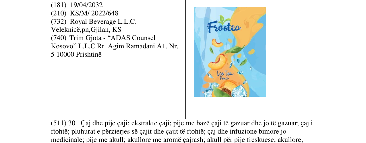 Zëri i markës Frostea në buletin