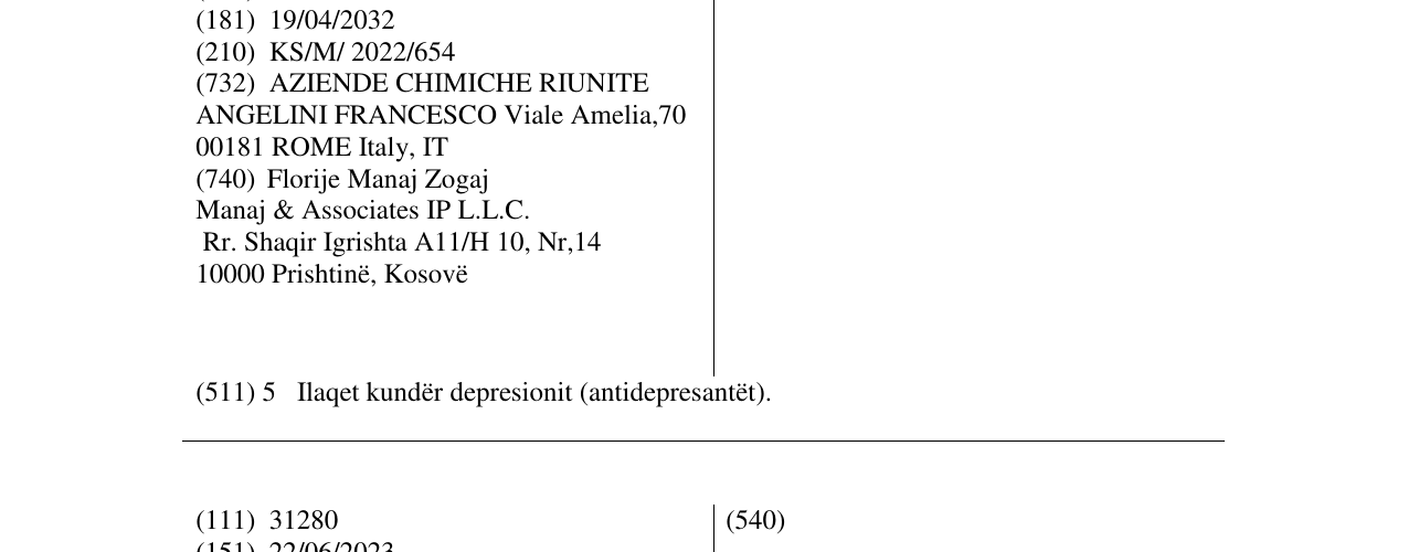 Zëri i markës TRITTICO në buletin