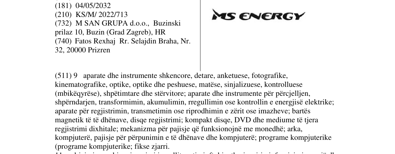 Zëri i markës MS ENERGY në buletin