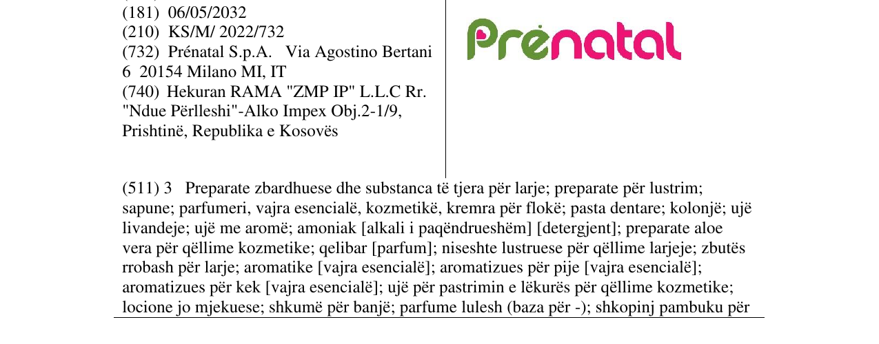 Zëri i markës Prenatal në buletin