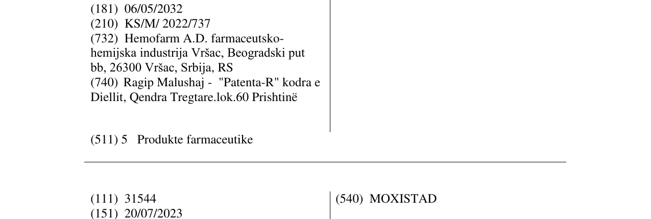 Zëri i markës VALSAVILLE në buletin