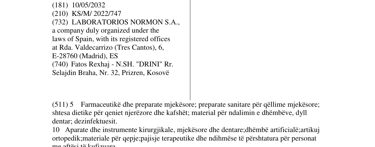 Zëri i markës NORMODENT në buletin