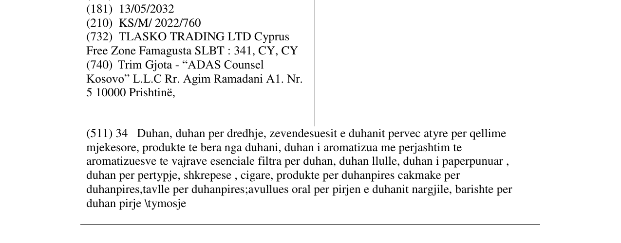 Zëri i markës BELLISSIMO në buletin