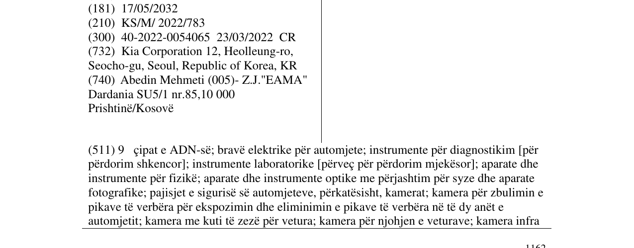 Zëri i markës Kia në buletin
