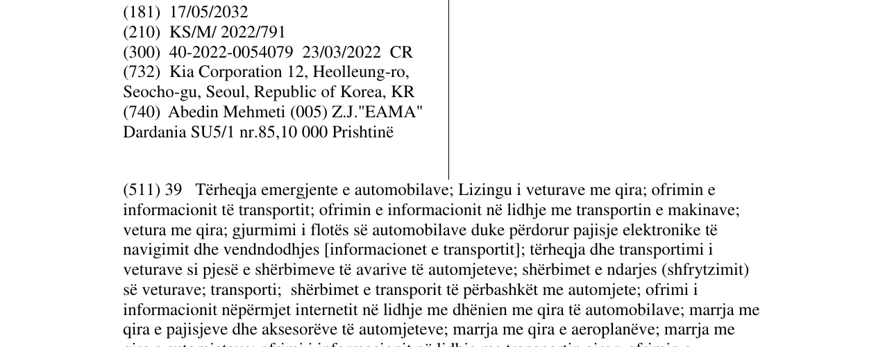 Zëri i markës KIA në buletin
