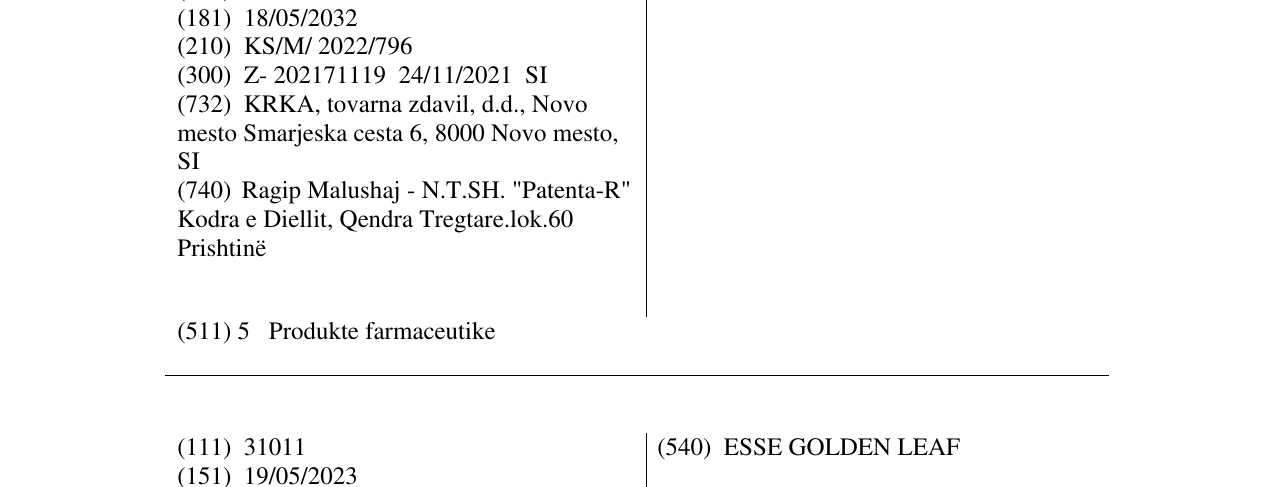 Zëri i markës CO-ROSWERA në buletin