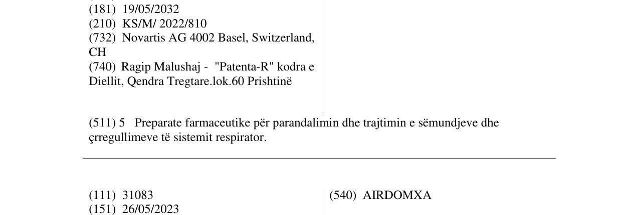 Zëri i markës AURADVANX në buletin