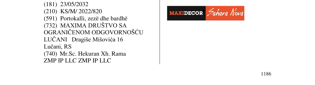 Zëri i markës MAXIDECOR Sahara Nova në buletin
