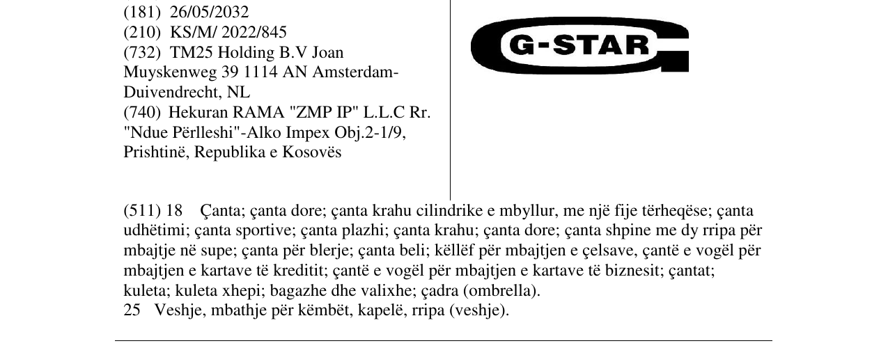 Zëri i markës G-STAR në buletin