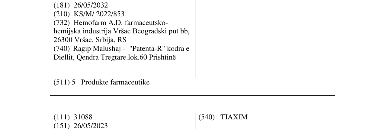 Zëri i markës TORPIKOL në buletin