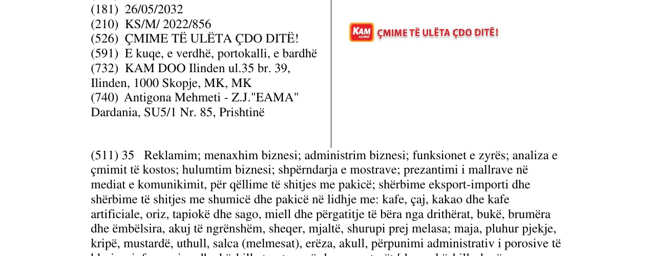 Zëri i markës KAM në buletin