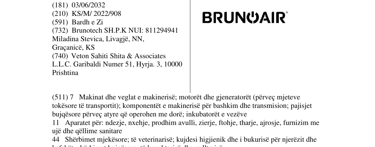 Zëri i markës BRUNOAIR në buletin
