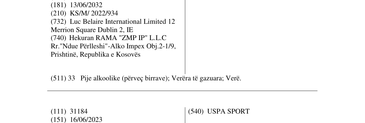 Zëri i markës LUC BELAIRE në buletin