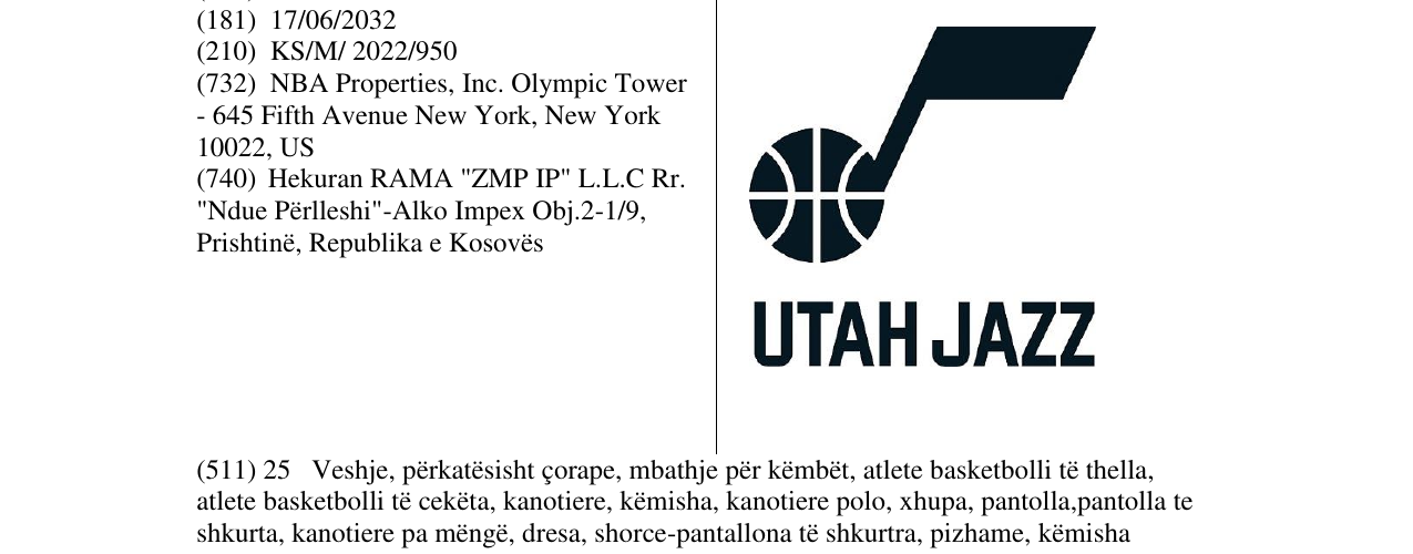 Zëri i markës UTAH JAZZ në buletin