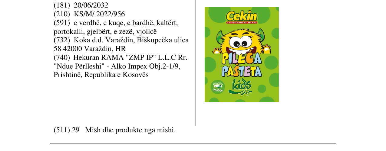 Zëri i markës Cekin në buletin