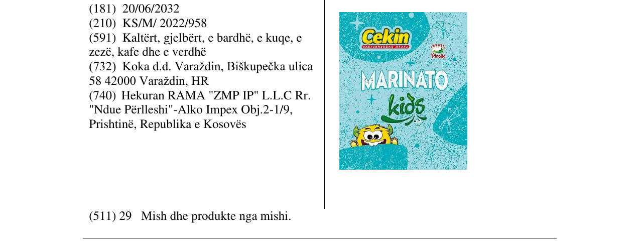Zëri i markës Cekin në buletin
