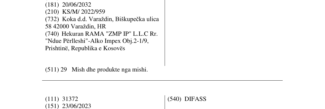 Zëri i markës MARINATO në buletin