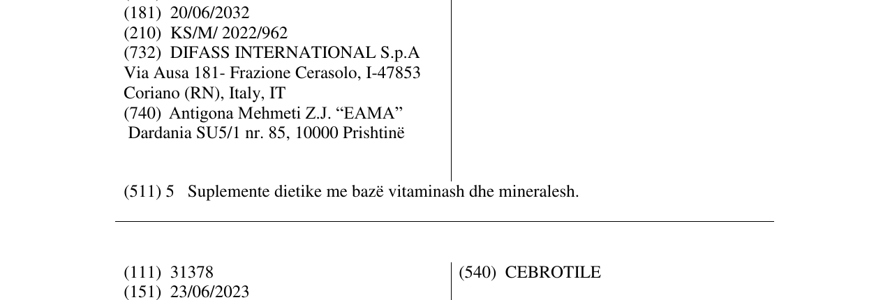 Zëri i markës FORTAVIT në buletin