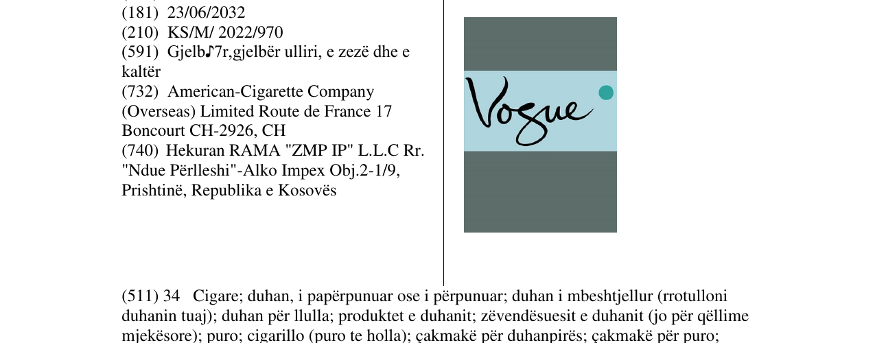 Zëri i markës Vogue në buletin