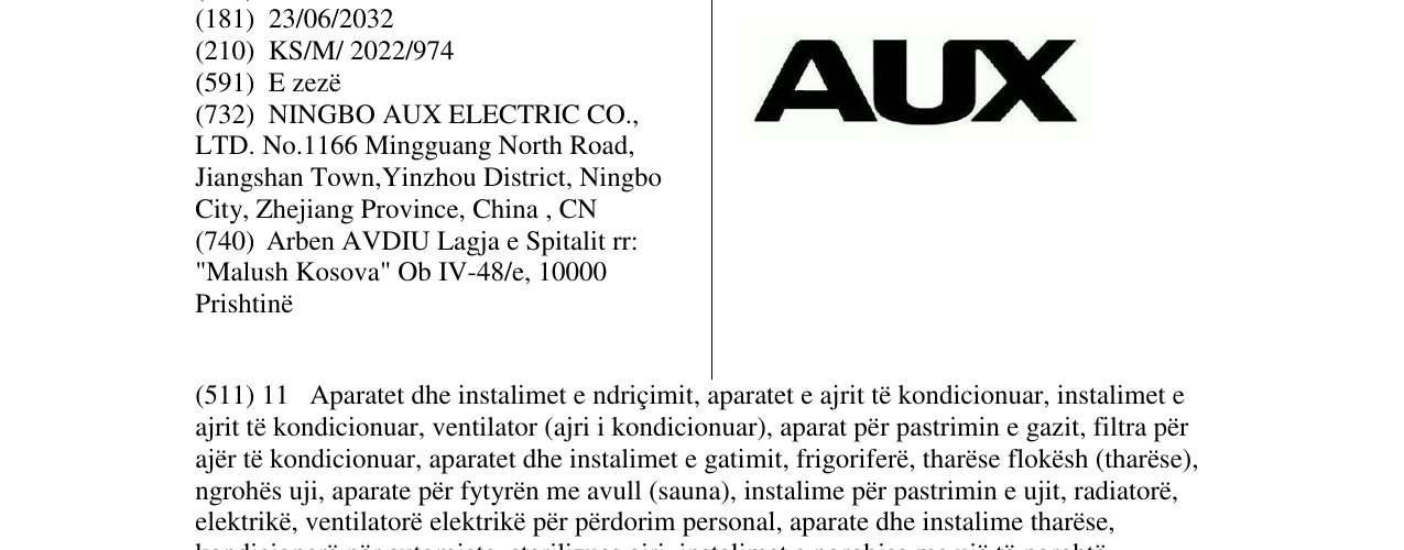 Zëri i markës AUX në buletin