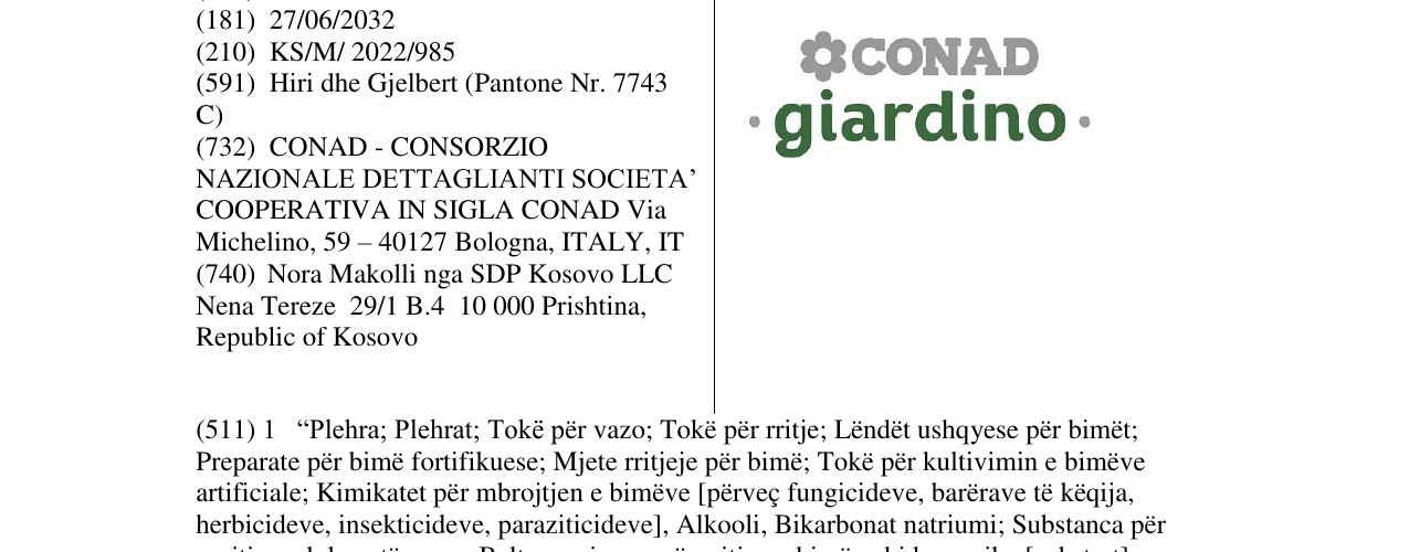 Zëri i markës CONAD giardino në buletin