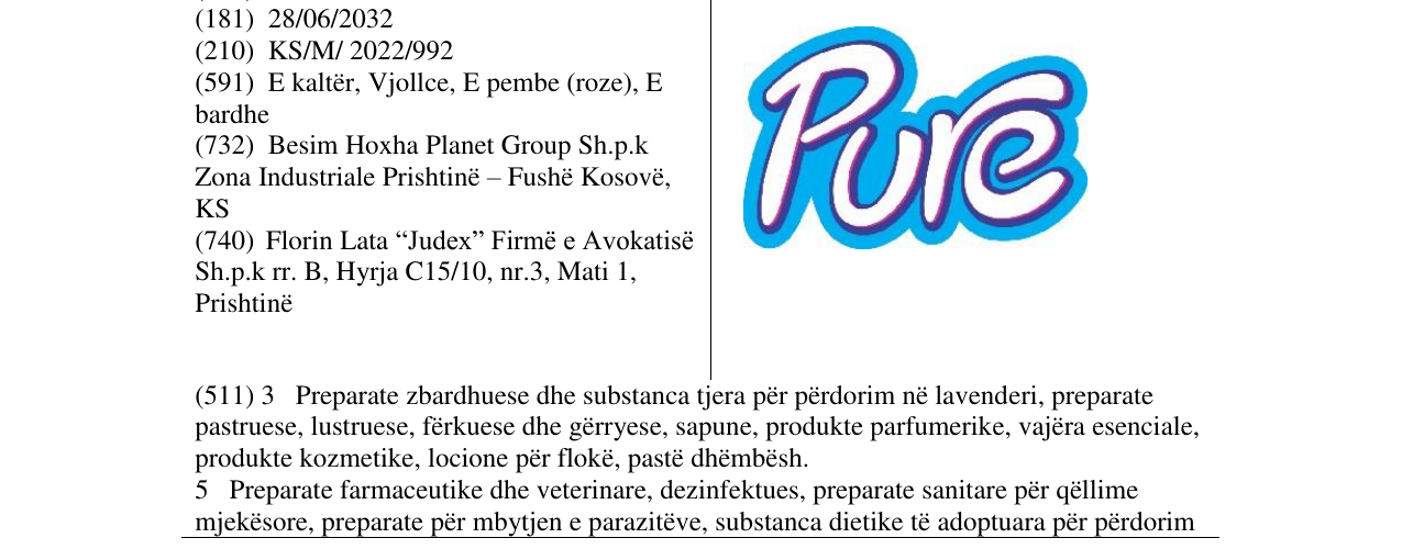 Zëri i markës Pure në buletin