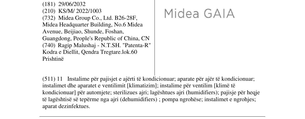 Zëri i markës Midea GAIA në buletin