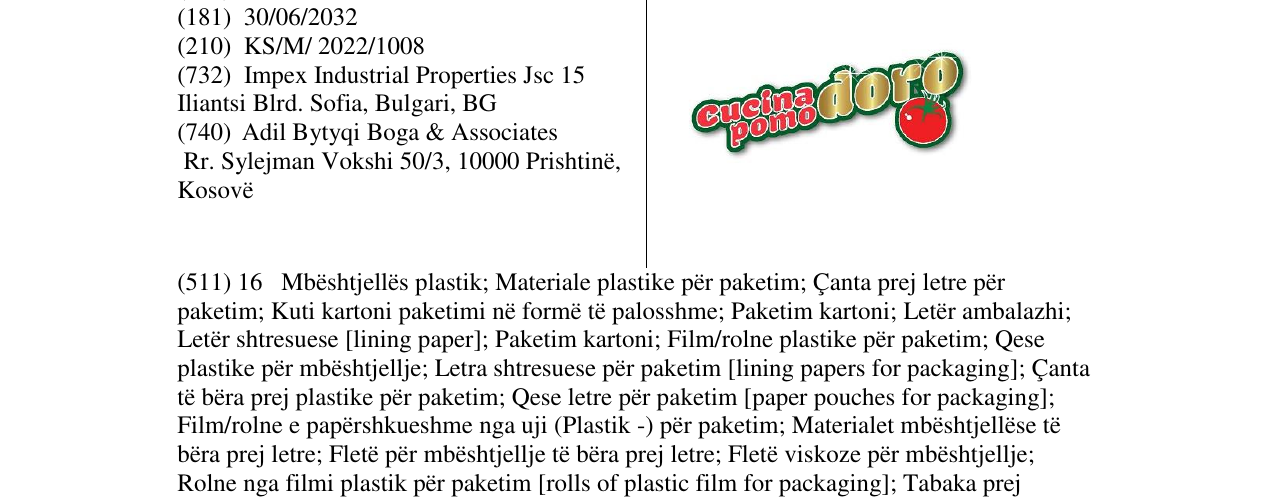Zëri i markës cucina pomodoro në buletin