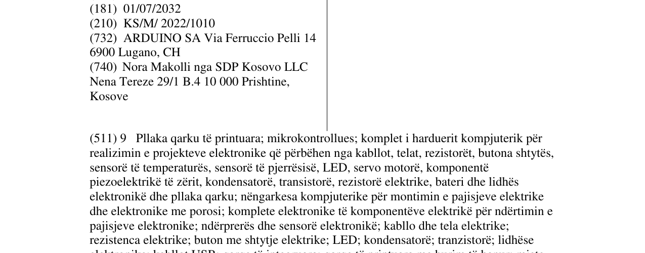 Zëri i markës ARDUINO në buletin