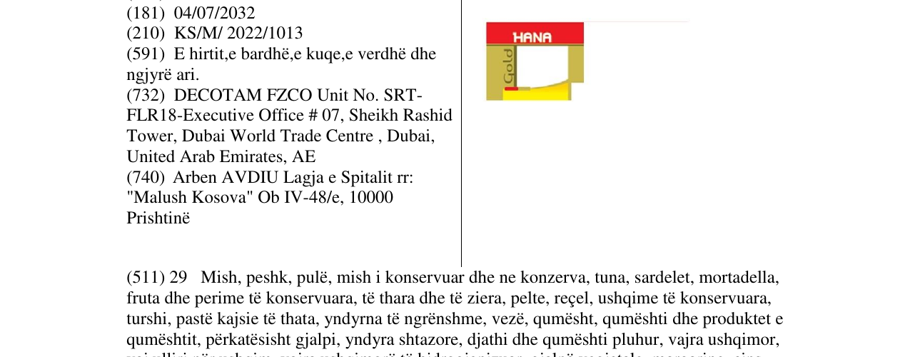 Zëri i markës HANA në buletin