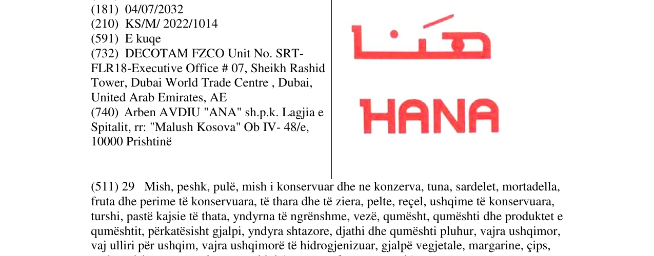 Zëri i markës HANA në buletin