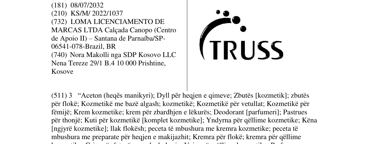 Zëri i markës TRUSS në buletin