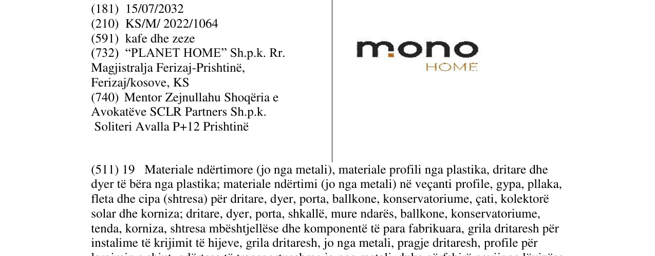 Zëri i markës mono HOME në buletin