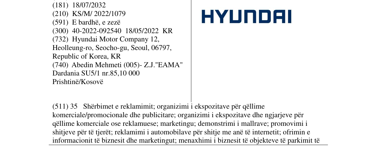 Zëri i markës HYUNDAI në buletin