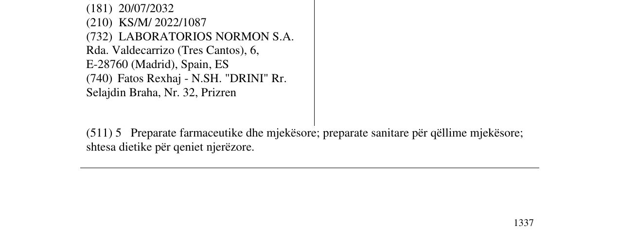 Zëri i markës DERATIN në buletin