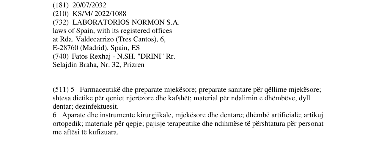 Zëri i markës NORMONASAL në buletin