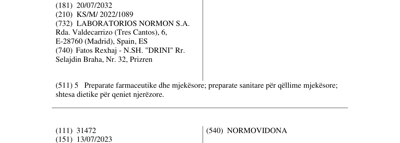 Zëri i markës MUCIBRON në buletin