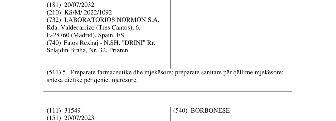 Zëri i markës VITAGOBENS në buletin