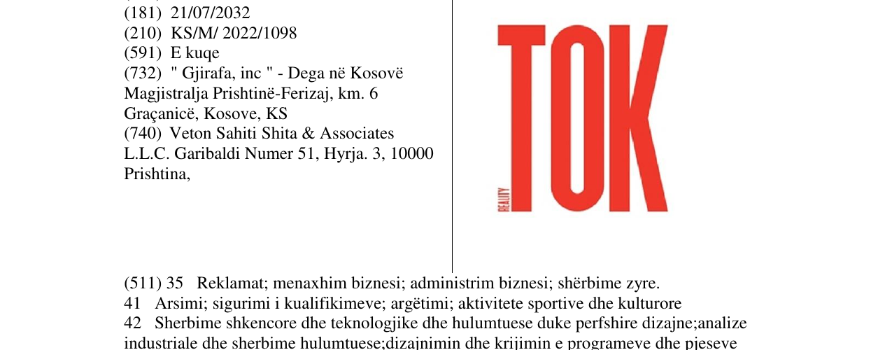 Zëri i markës TOK në buletin