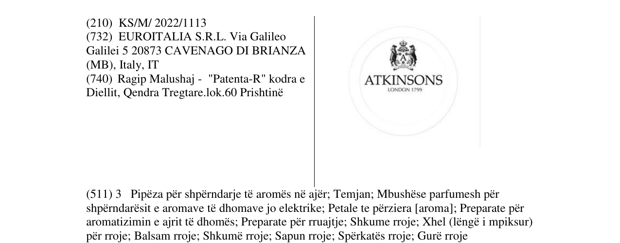Zëri i markës ATKINSONS në buletin