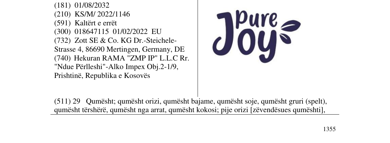 Zëri i markës pure Joy në buletin