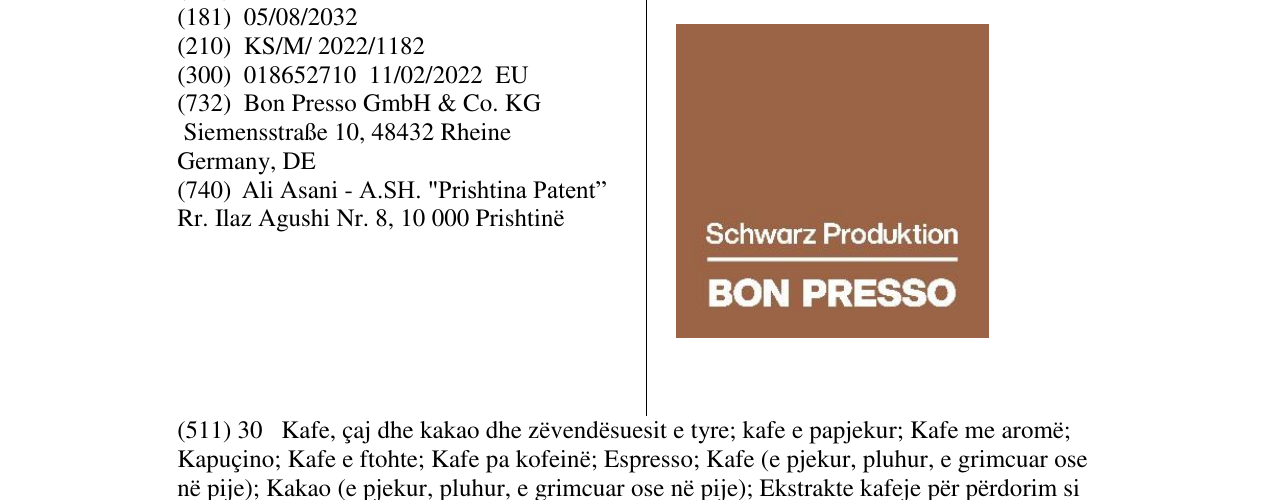 Zëri i markës Schwarz Produktion BON PRESSO në buletin