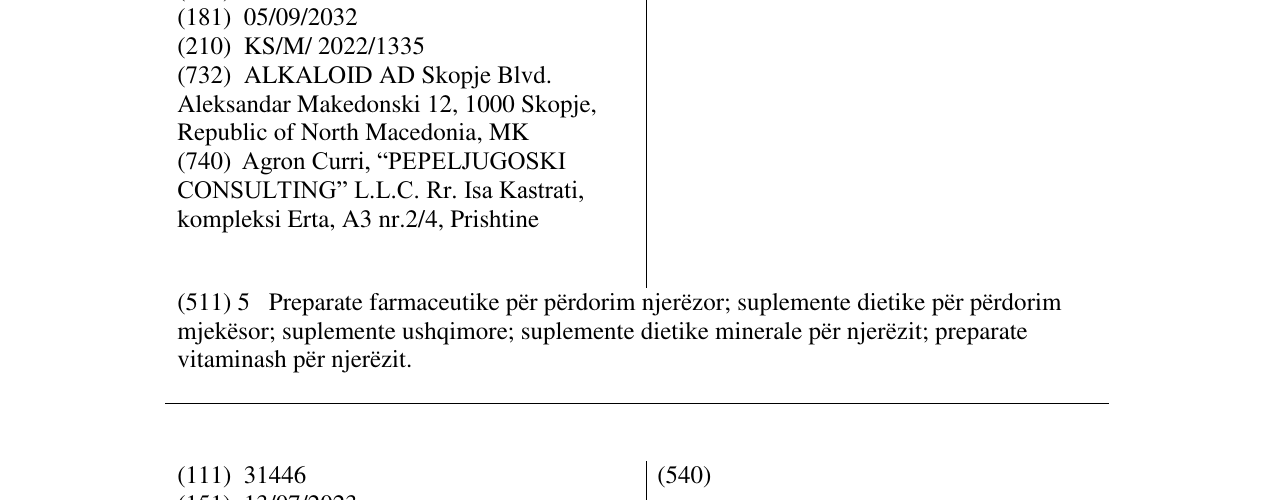 Zëri i markës NEQLOFOL në buletin